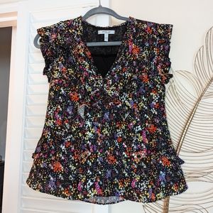 10 Crosby Derek Lam Floral Silk Ruffle Top Size 0